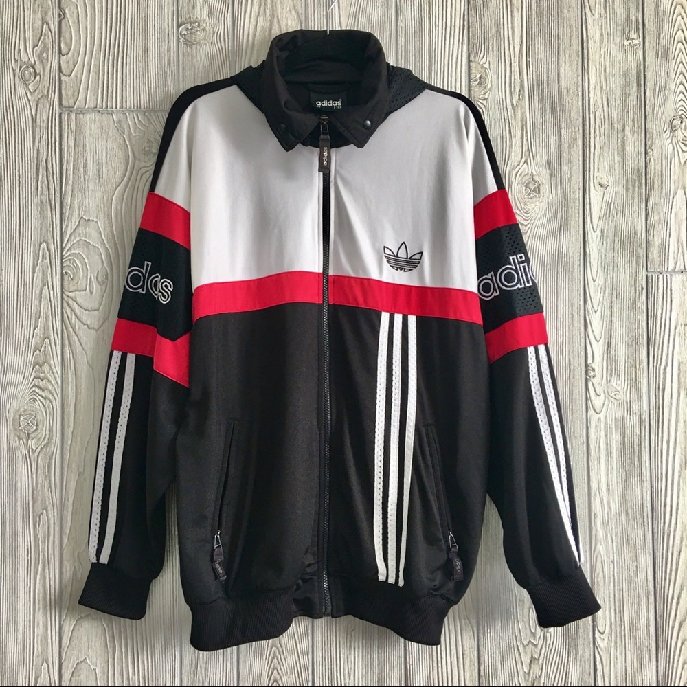 Adidas Size L Vintage Track Jacket Mesh Hood